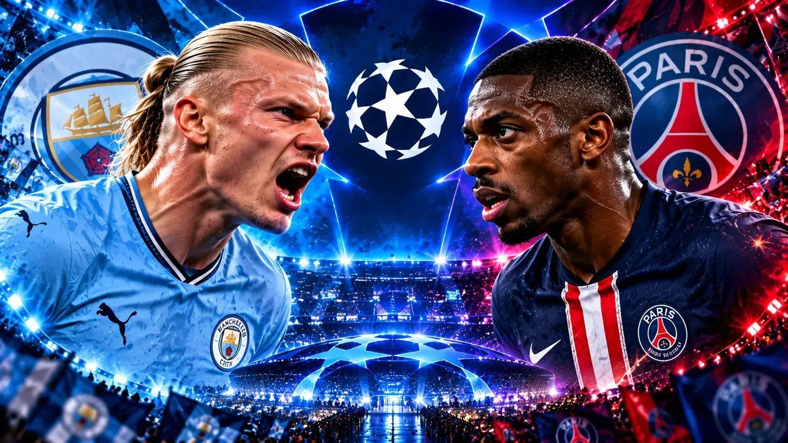 Stade de Ligue des champions sous les projecteurs