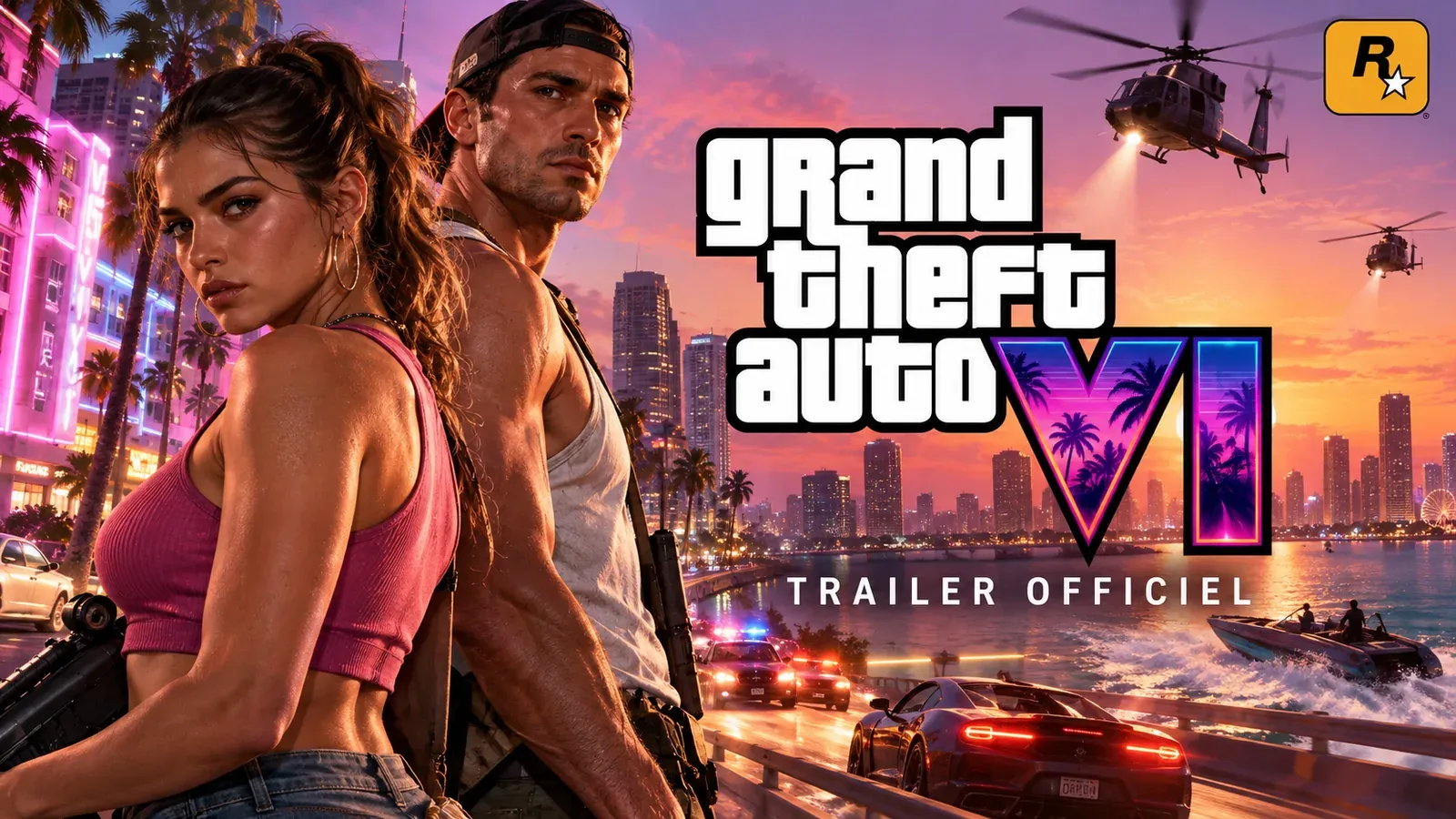 Affiche néon de Vice City pour GTA 6