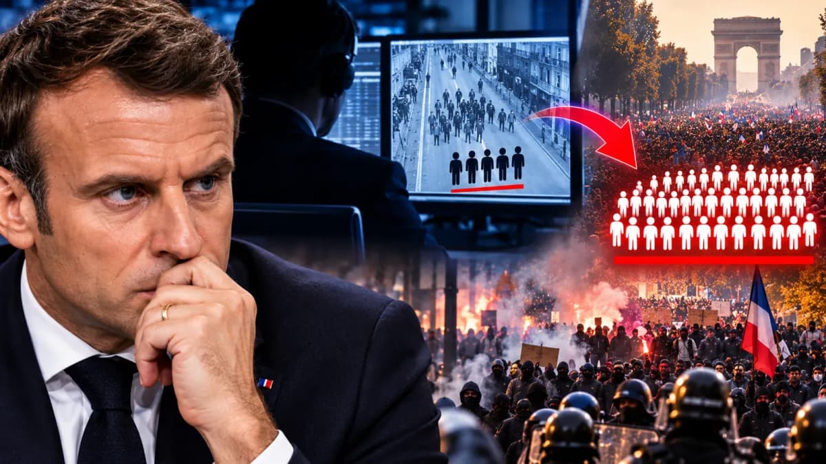 Emmanuel Macron face aux images de la foule du 17 octobre