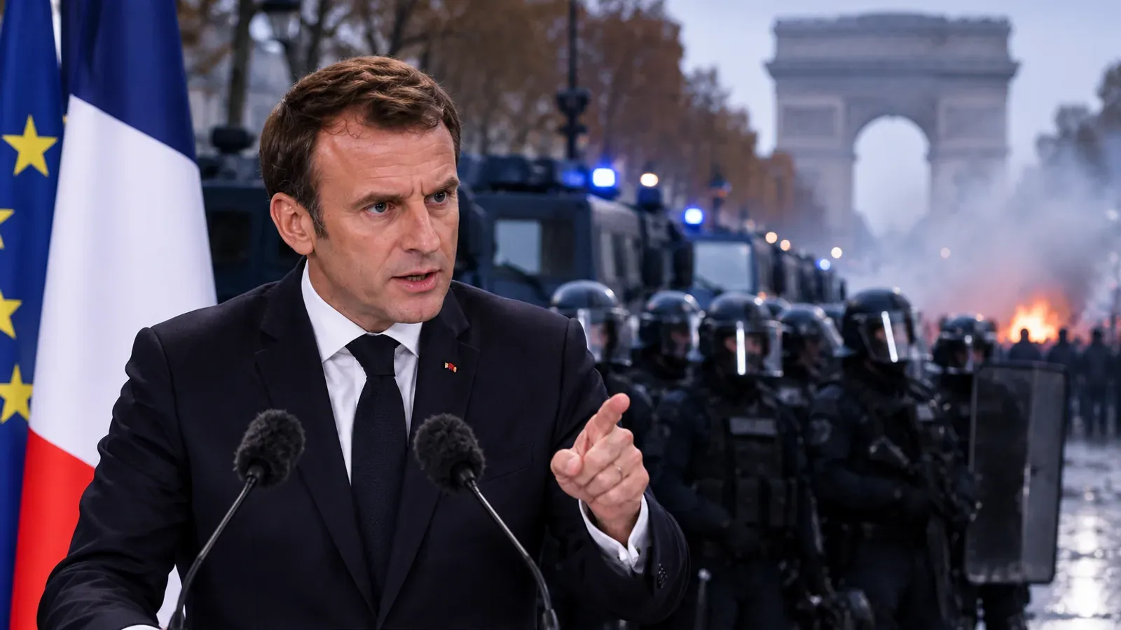 Emmanuel Macron lors d’une déclaration