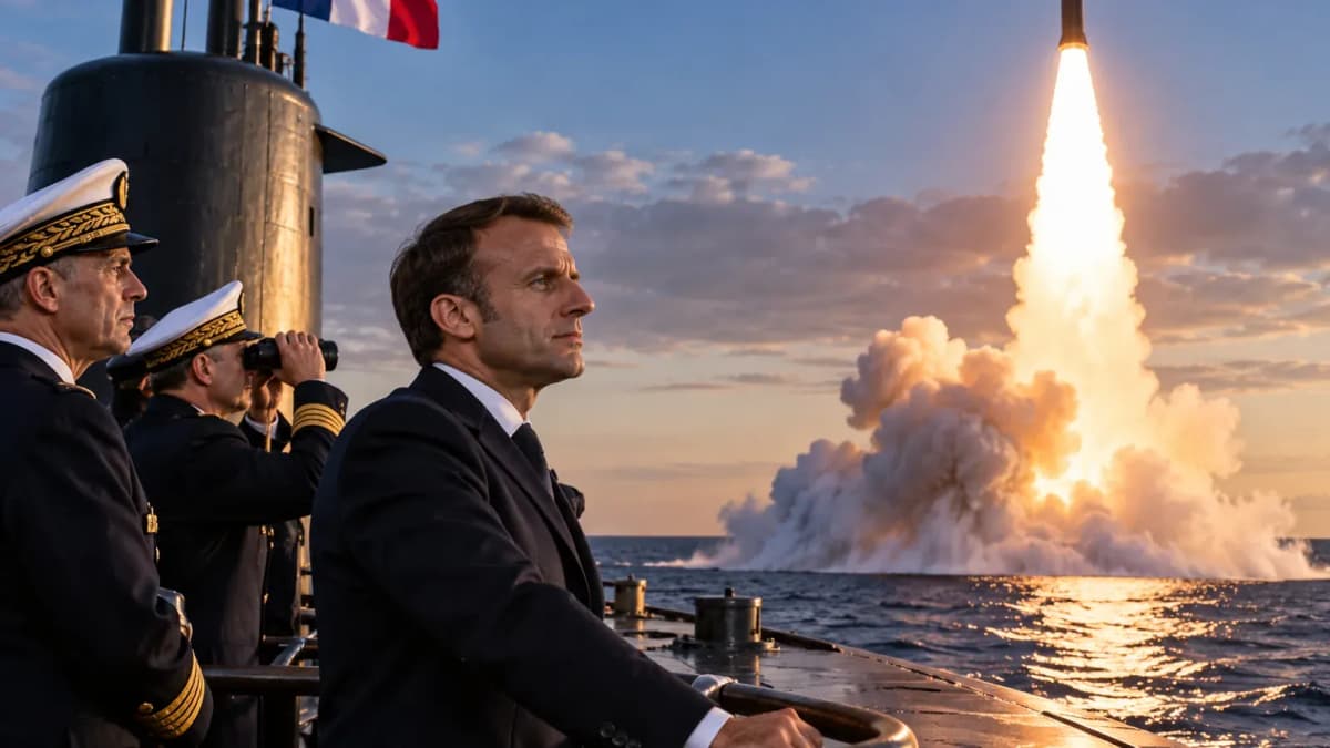 Un navire de la Marine nationale au crépuscule pendant un tir de missile