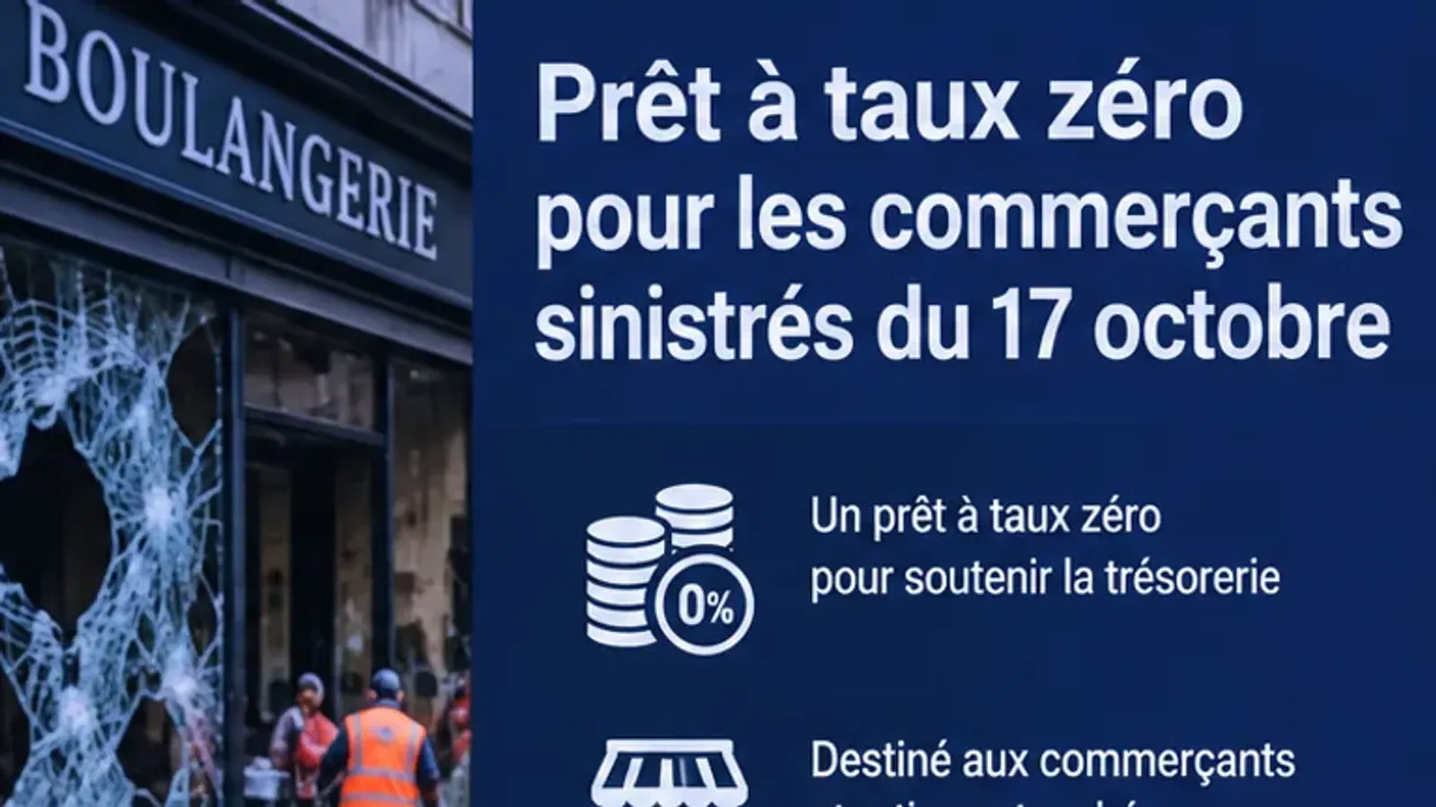 Commerce saccagé et annonce du prêt à taux zéro