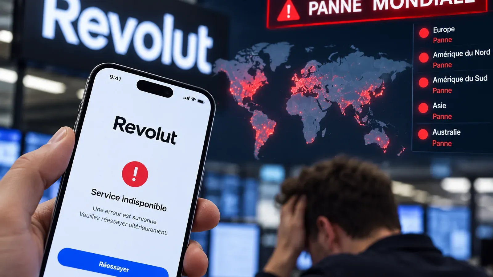 Un client face à une panne de l’application Revolut