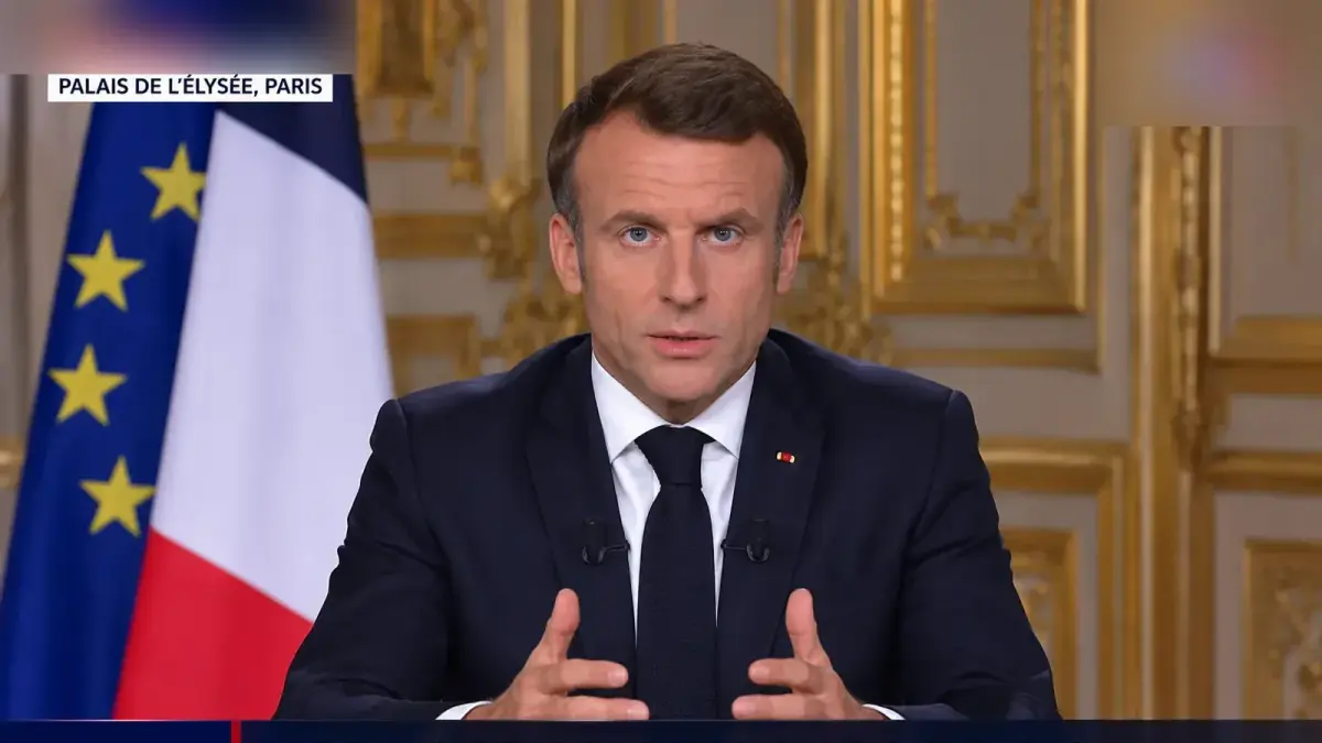 Emmanuel Macron lors d’une allocution télévisée à l’Élysée