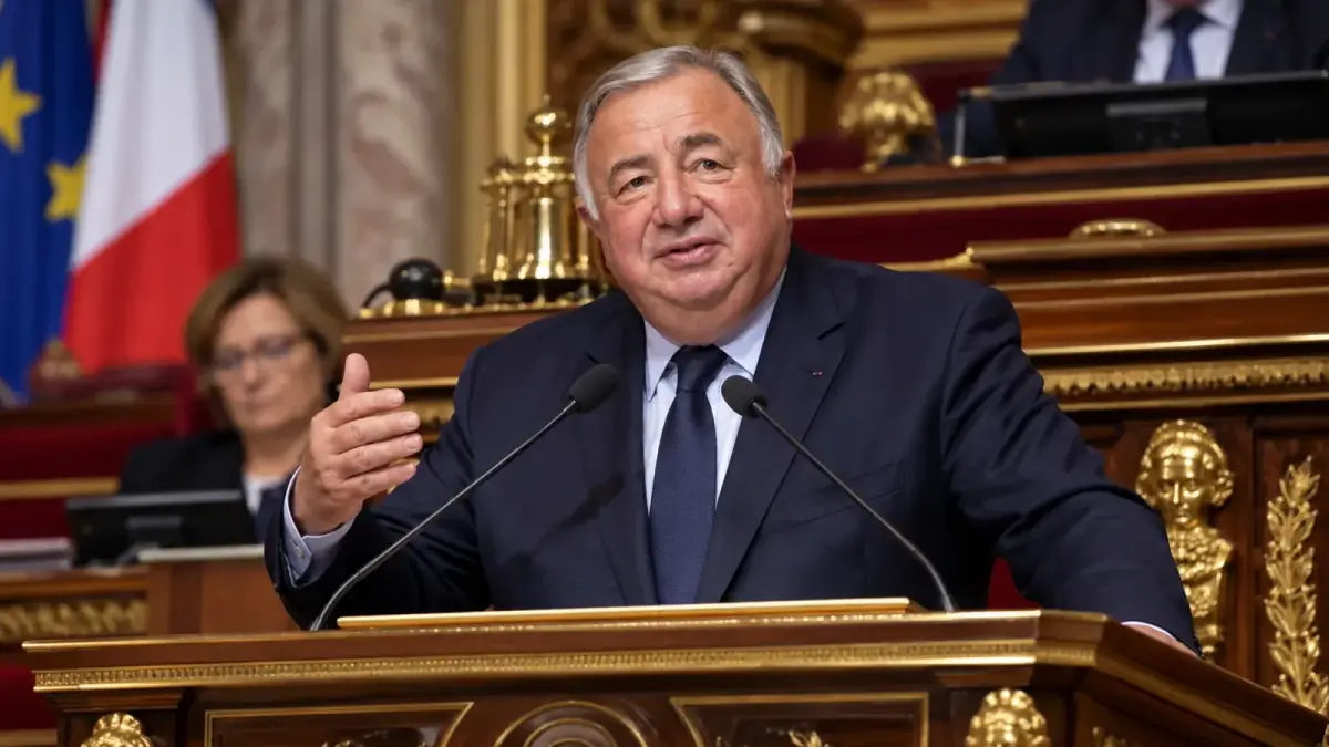 Gérard Larcher prononce un discours dans l’hémicycle du Sénat