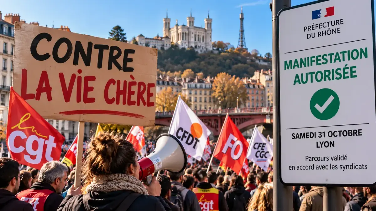 Illustration : manifestation contre la vie chère à Lyon