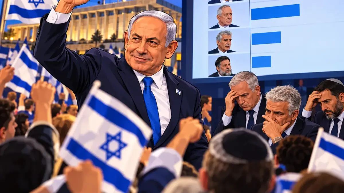 Illustration : Benyamin Netanyahou célèbre les résultats des législatives
