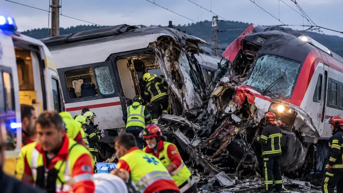 Secours sur les lieux de la collision de trains près de Tolède